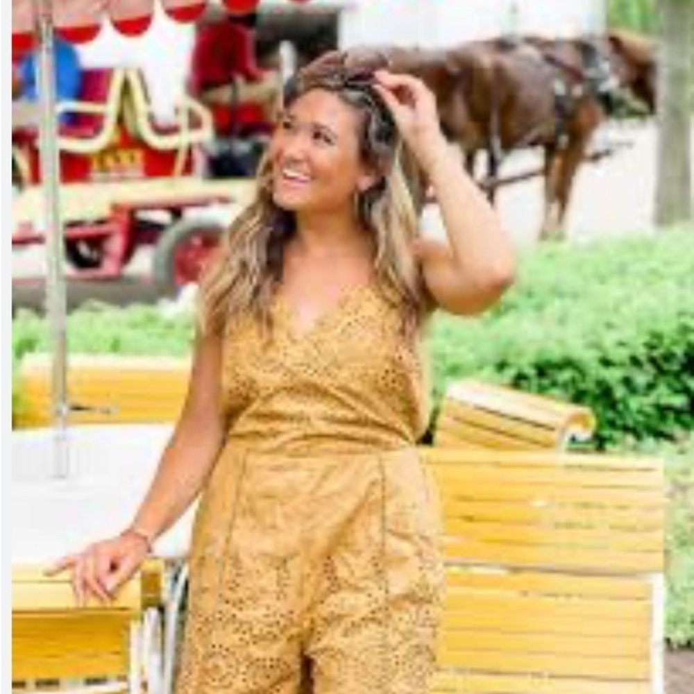 Versona eyelet romper mustard yellow size medium
